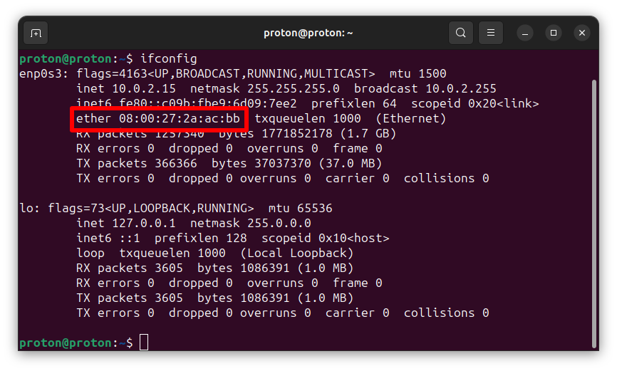 Find your MAC address on  Linux
