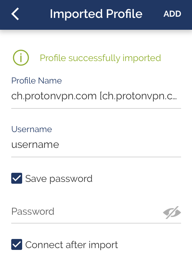 Fill in OpenVPN username and password