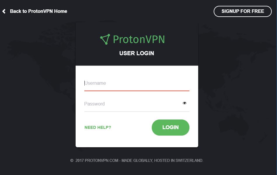 protonvpn free account login
