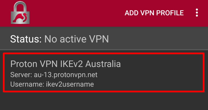 Select the VPN profile you just created
