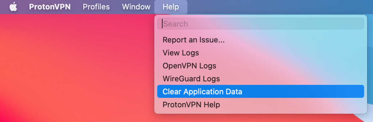 How to clear ProtonVPN app data in macOS