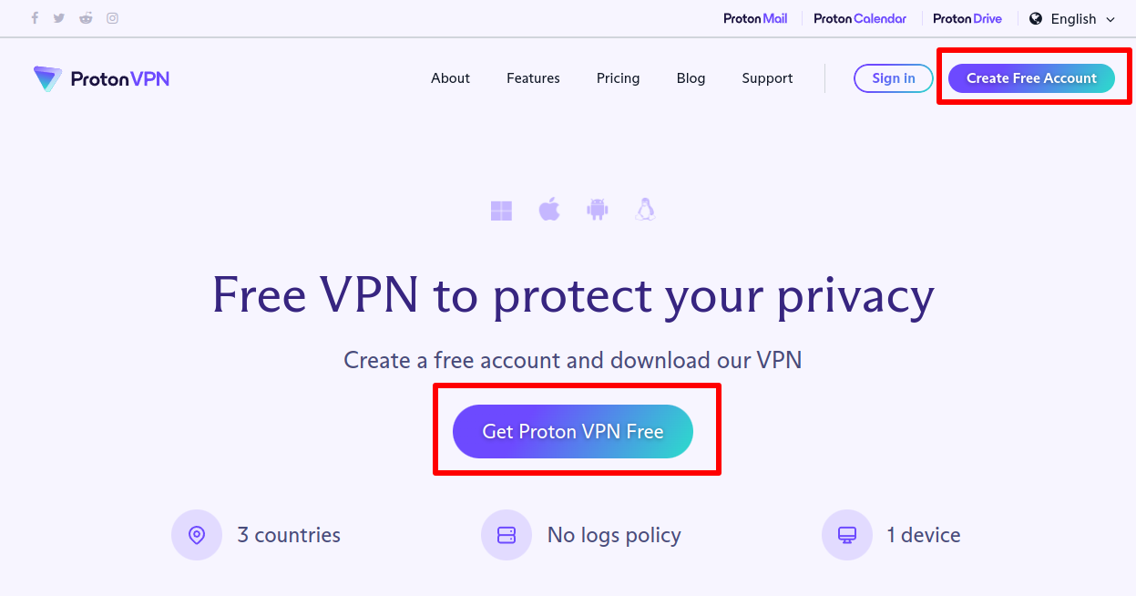 Sign up for Proton VPN