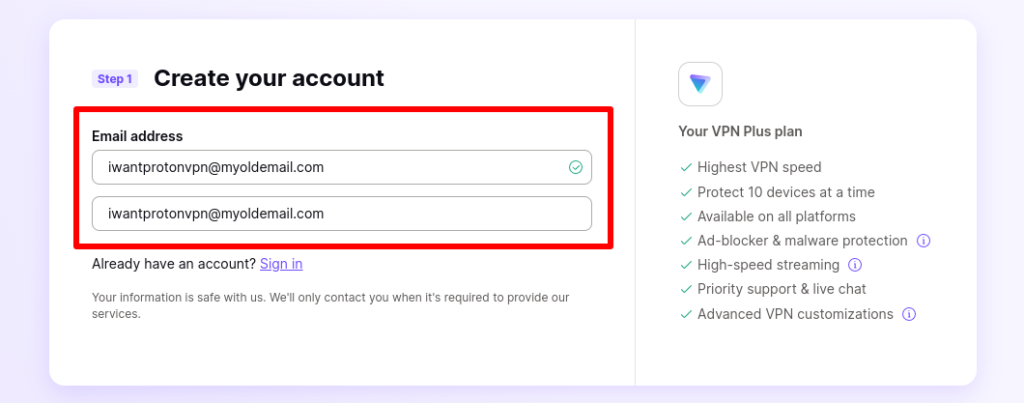  Create your account 