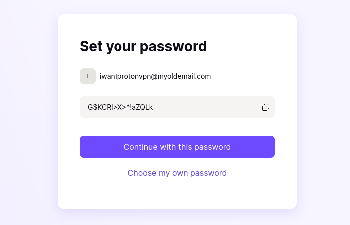Continue with this password