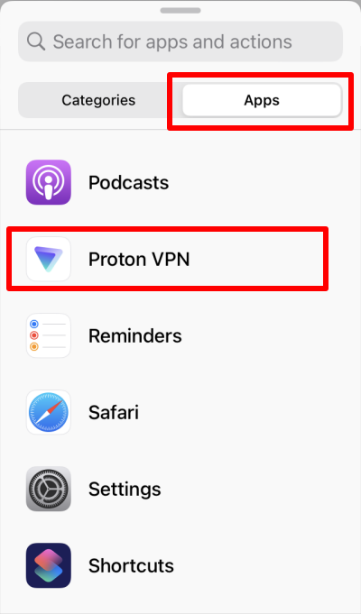 Select the Proton VPN app