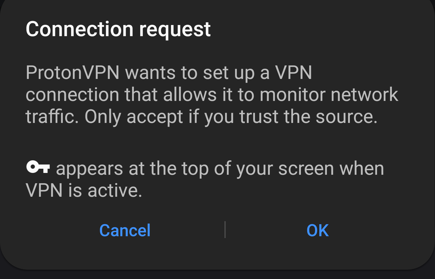 Android connection request