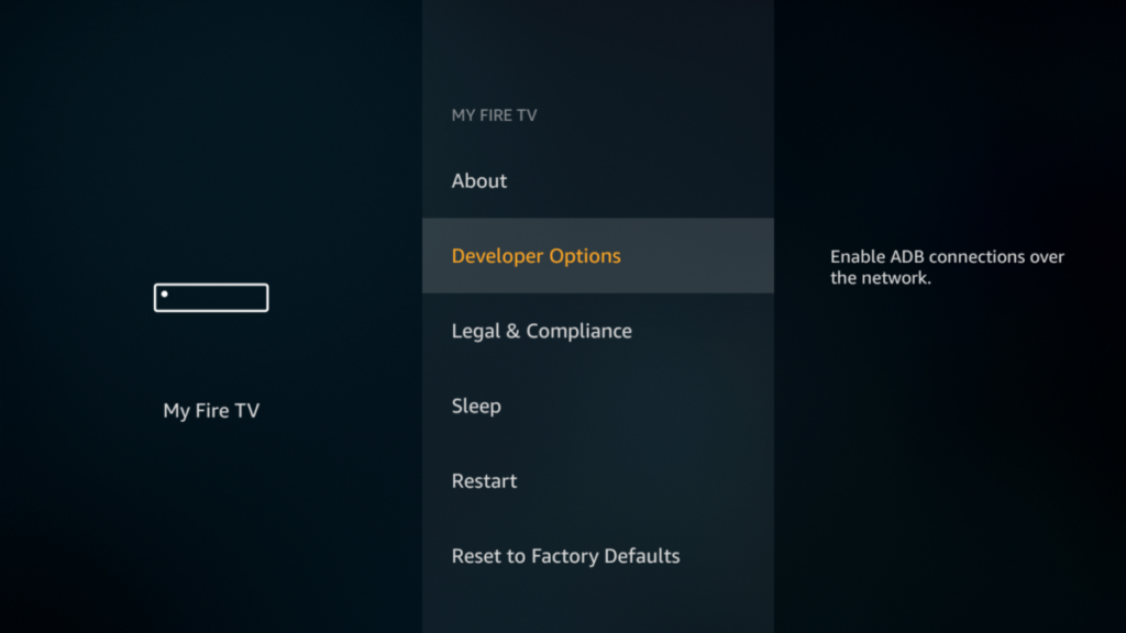 Fire TV developer options