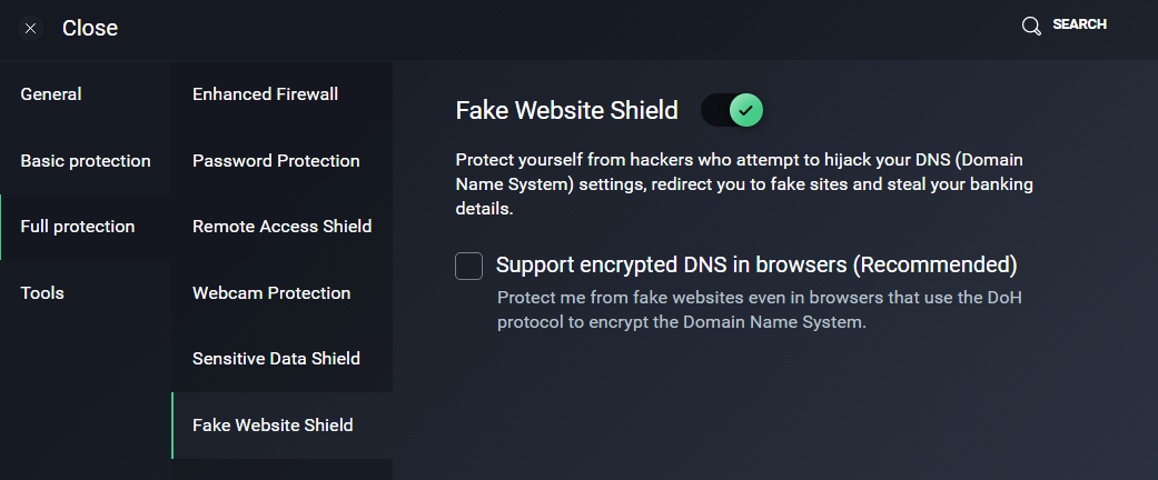 AVG Fake Website Shield