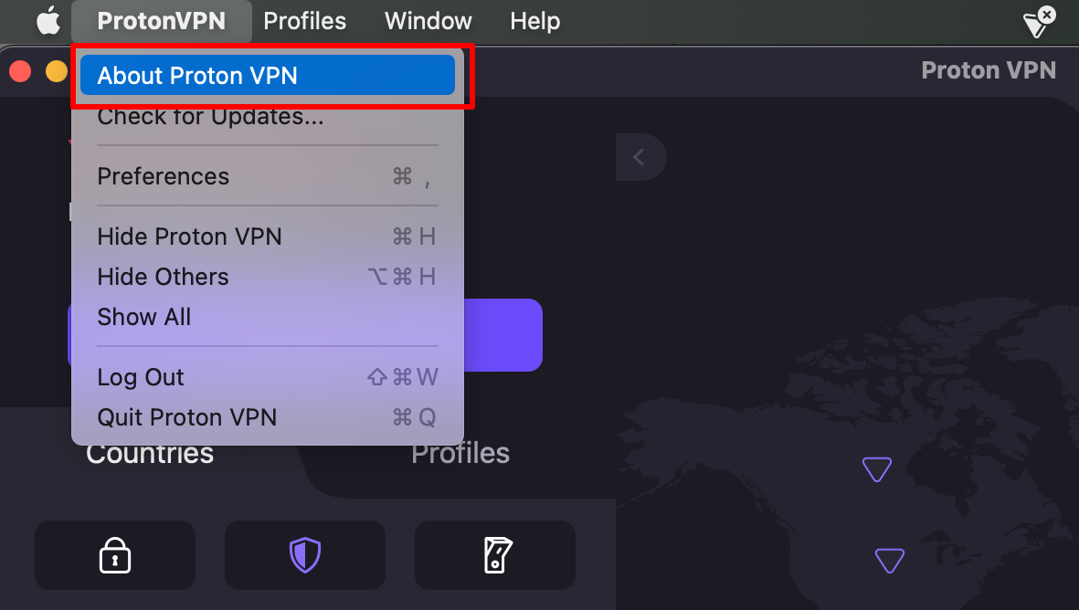 With each new release of a Proton VPN app, there are improvements, bug fixes, and new features that improve the user experience. It is therefore essential to always update your Proton VPN apps to the latest version. Additionally, if you need assistance with any of our apps, it’s very important to share the Proton VPN app version you are using with our support team in order for them to provide the best assistance possible.  Here is how you can check the current app version of Proton VPN’s apps.  macOS
