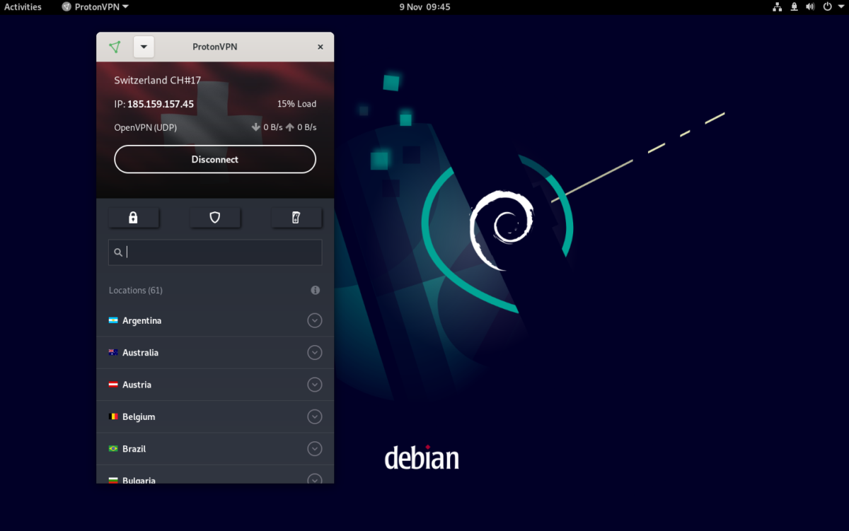 ProtonVPN running on Debian 11