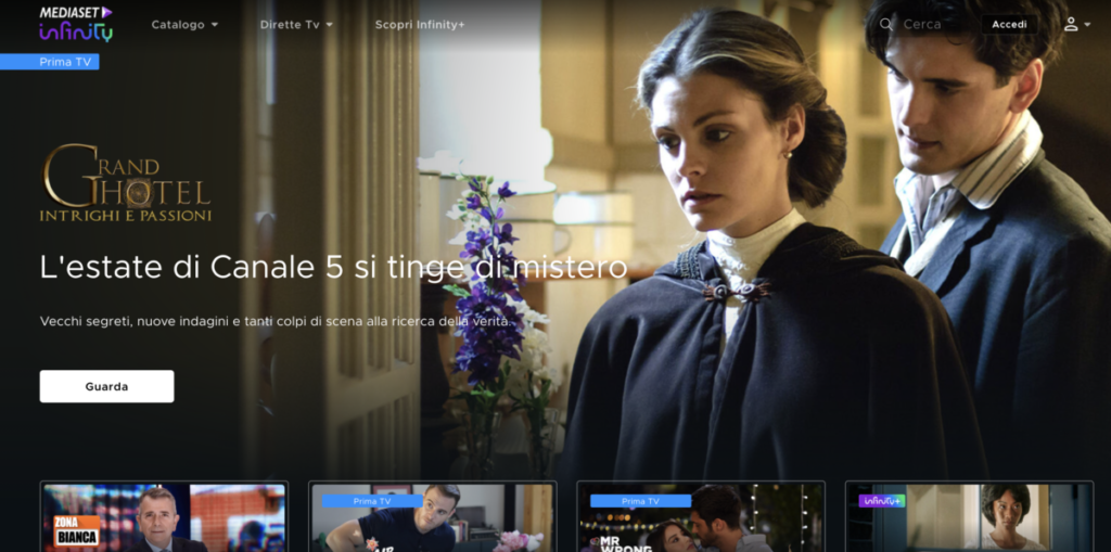 mediaset infinity home page