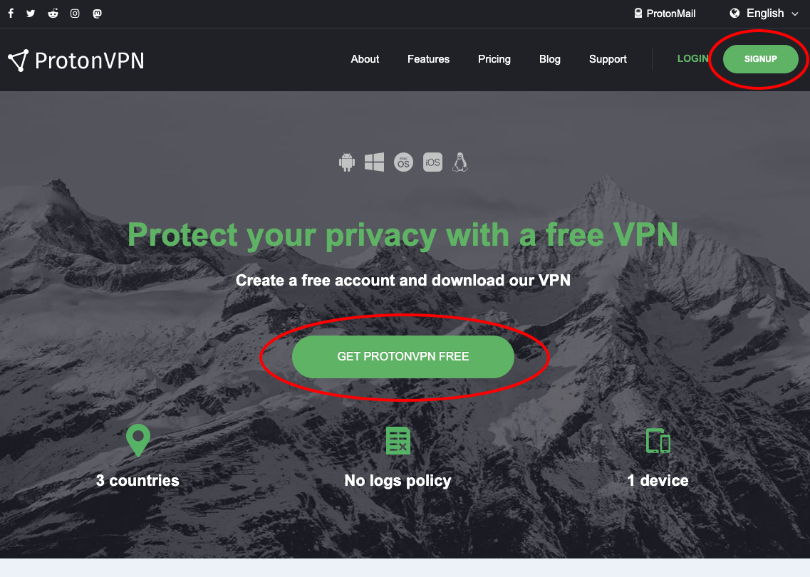 sign up for protonvpn