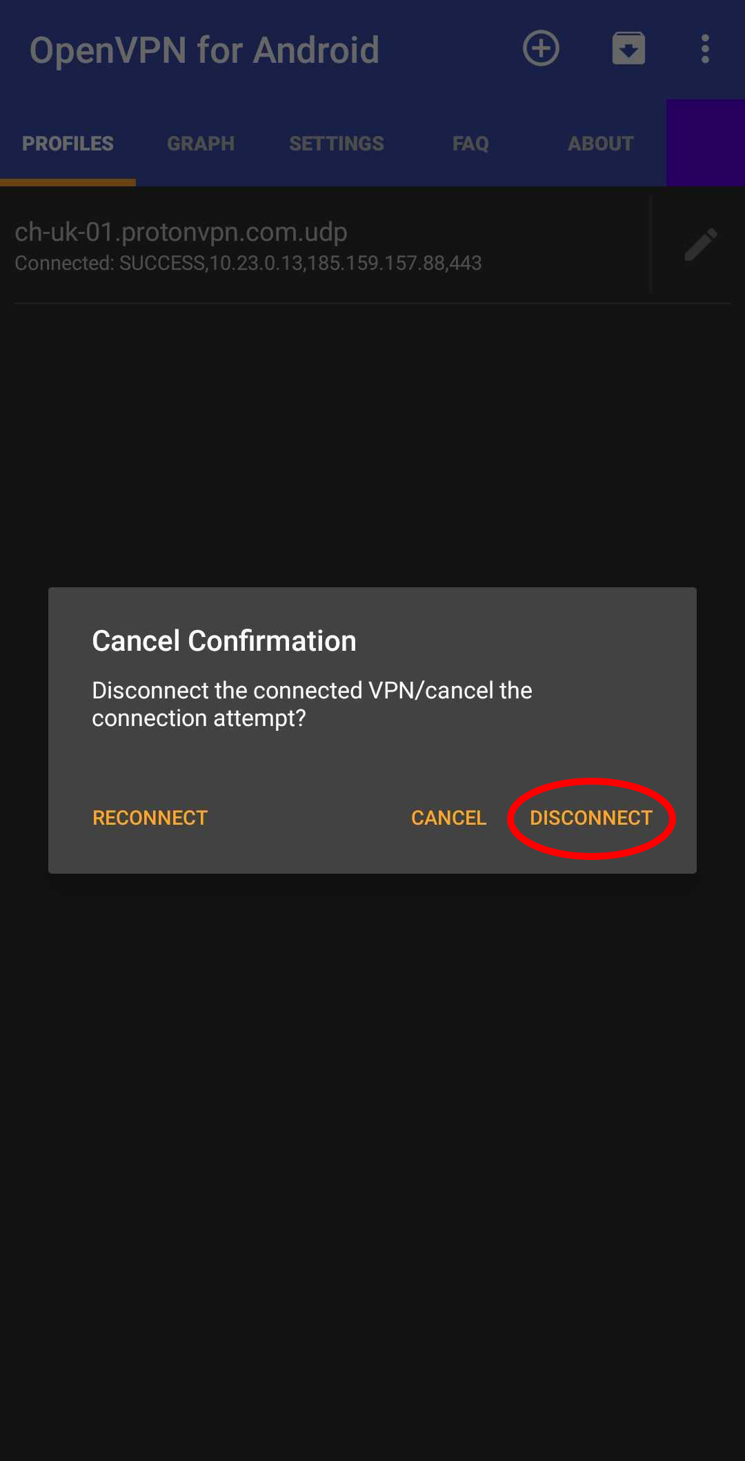 disconnect from openvpn