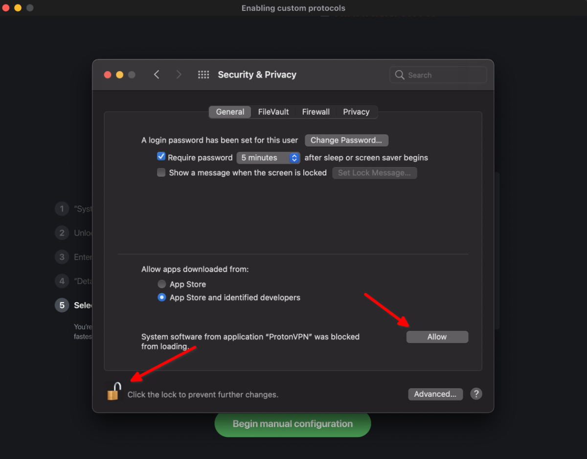 Allow the extensions in the macOS Security & Privacy settings