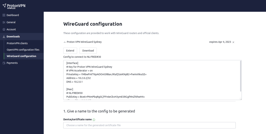Download the generated config