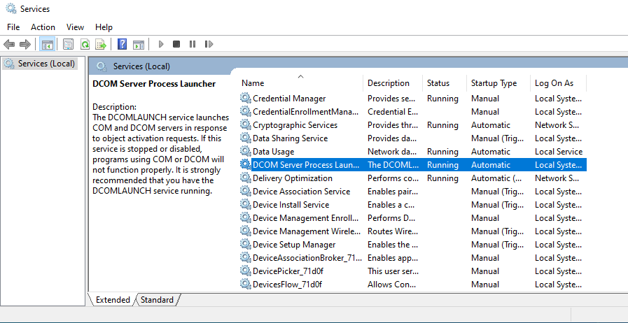 Find the DCOM Server Process Launcher and double-click on it.