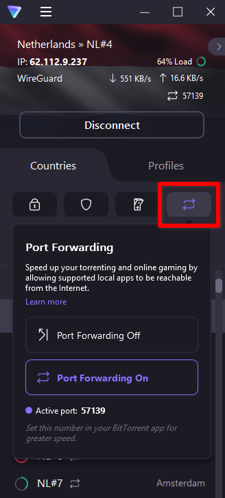 The port forwarding shortcut 
