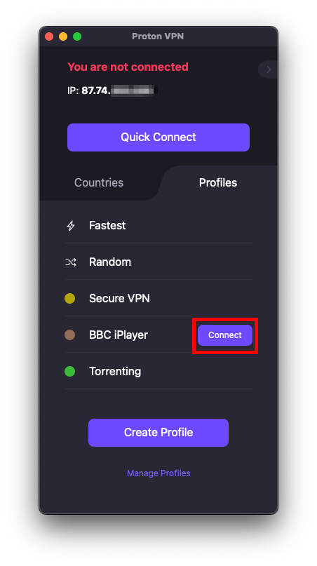 View and connect to your profiles