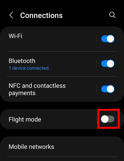 Turn Airplane mode on and then off