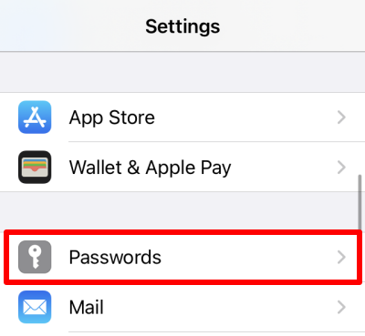 Go to Passwords in the Settings app