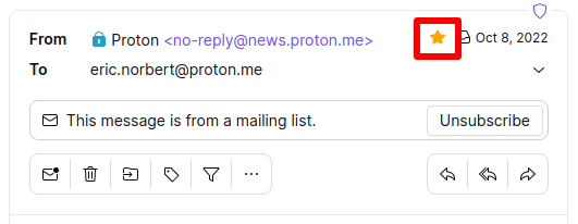 In Proton Mail, genuine emails from us are starred