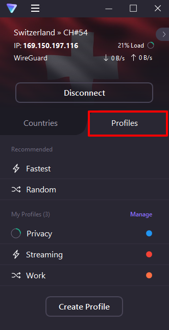 Connection profiles