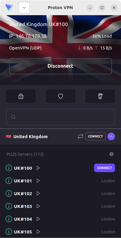 Connect to a Plus server in the UK