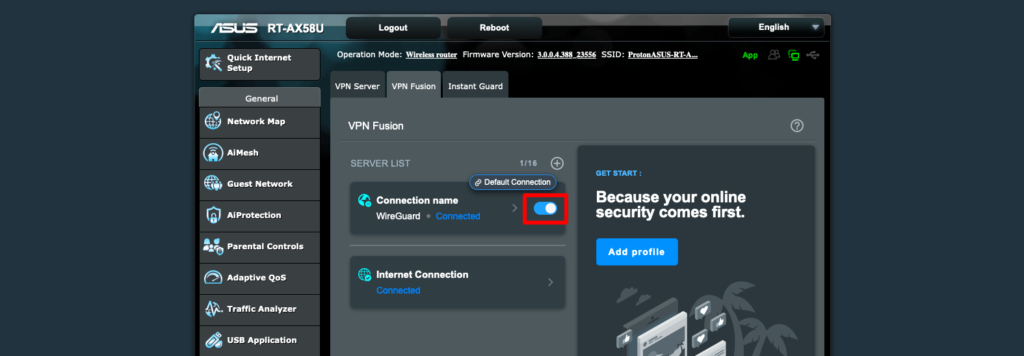 Connect the VPN