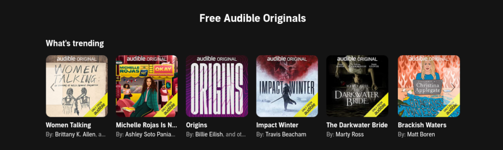 Audible original titles available free on Audible US