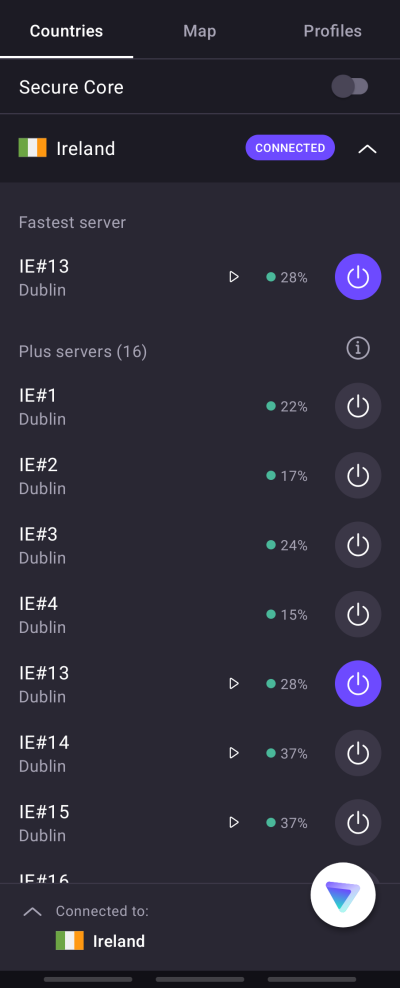 Connect to a VPN server in the UK, Ireland, or France