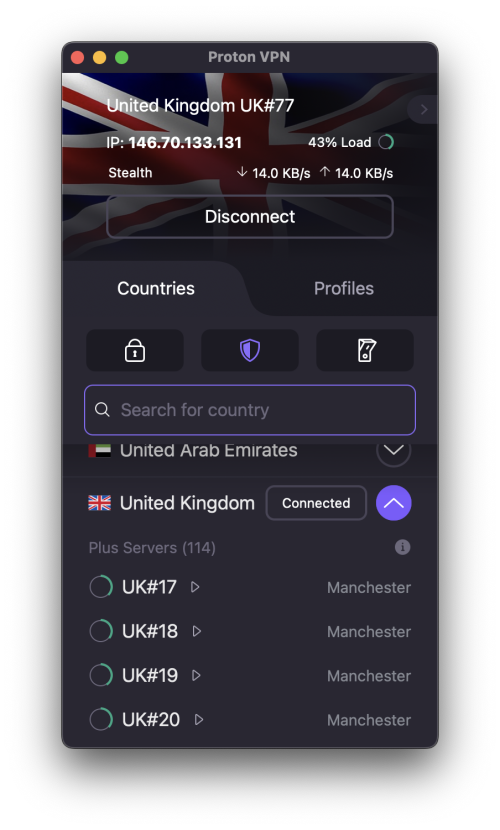Connect to a VPN server in the UK, Ireland, or France