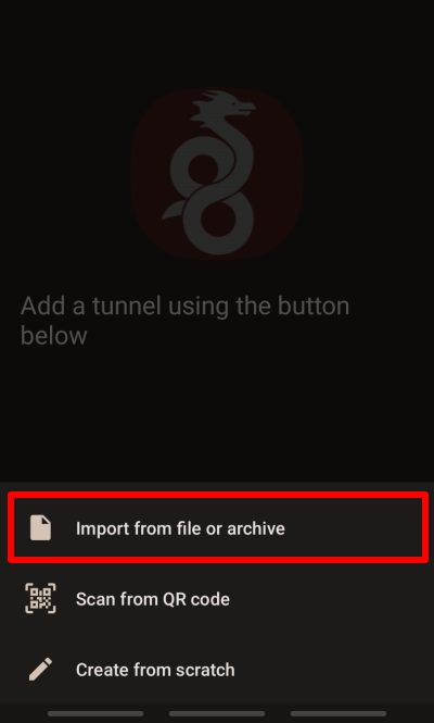 Tap Import from file or archive