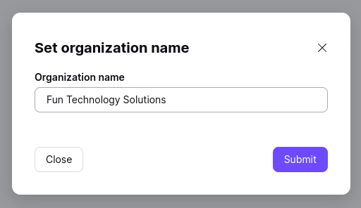 Set your organization name