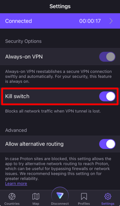 How to enable Kill switch in iOS