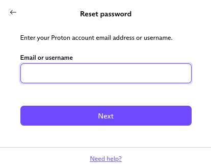 Enter email or username to reset password