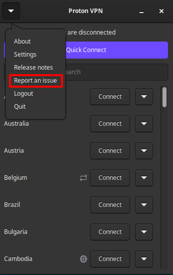 How to report an issue