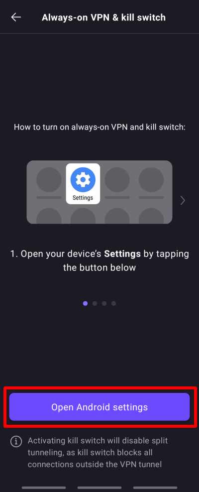 Open Android settings