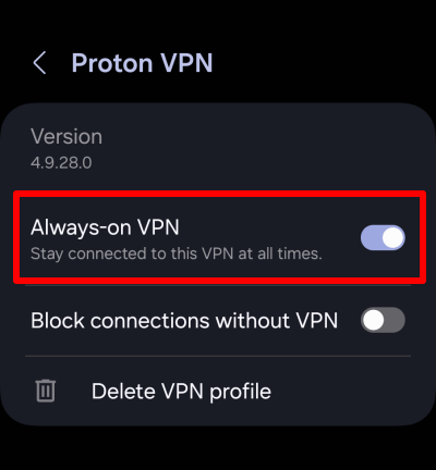 Tap Always-on VPN