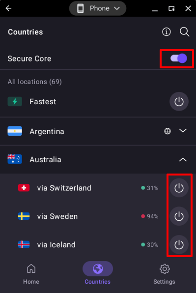 Connect using Secure Core