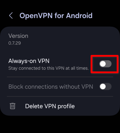 Turn Always-on VPN off for that app