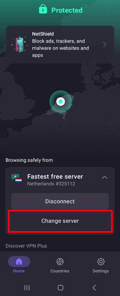 How to change free server on Android